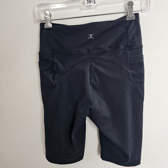 Danskin Black Bike Shorts Side Pockets High Rise Shaping Contour Seams - Picture 3 of 8